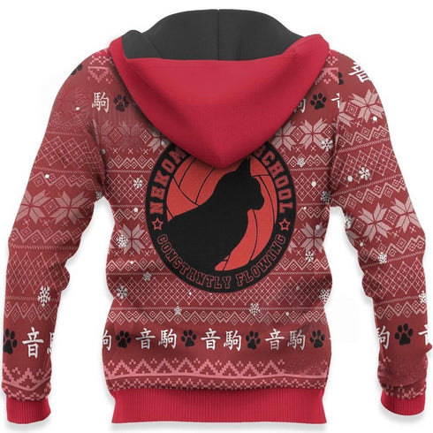 Divesart - Nekoma High Ugly Christmas Sweater y sudadera con capucha Haikyuu Anime Xmas Shirt