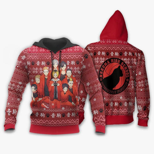 Divesart - Nekoma High Ugly Christmas Sweater y sudadera con capucha Haikyuu Anime Xmas Shirt