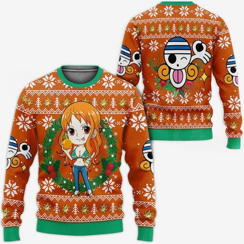 Divesart - Suéter y sudadera navideños feos de Nami One Piece Anime Xmas
