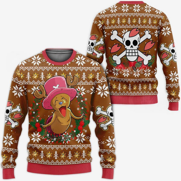 Divesart - Happy Chopper Ugly Christmas Sweater en Hoodie One Piece Anime Xmas