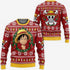DivesArt - Luffy Ugly Christmas Sweater och Hoodie Rolig Face One Piece Anime Xmas