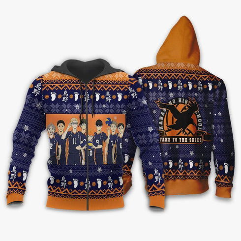 Divesart - Karasuno Ugly Christmas Sweater y Hoodie Haikyuu Anime Xmas Shirt