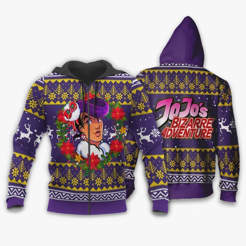 Divesart - Josuke Higashikata Weihnachtspullover und Hoodie Jojos Anime Weihnachtshuodie