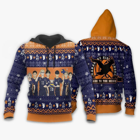 Divesart - Karasuno Ugly Christmas Sweater y Hoodie Haikyuu Anime Xmas Shirt