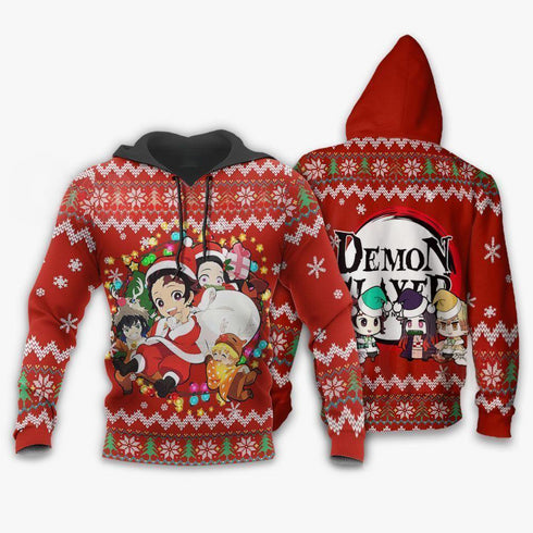 DivesArt - Demon Slayer Ugly Christmas tröja och hoodie Kimetsu Nej Yaiba Xmas Present