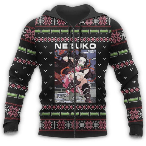 Nezuko Kamado Ugly Christmas Sweater Demon Slayer Anime Custom Clothes
