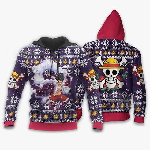 Divesart - Luffy Gear 4 Ugly Christmas Sweater and Hoodie One Piece Anime Xmas