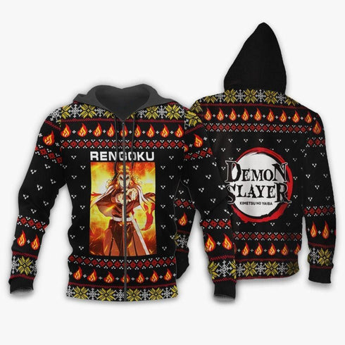 Divesart - Kyojuro Rengoku Brutto maglione natalizio e felpa con cappuccio Demon Slayer Anime regalo di Natale