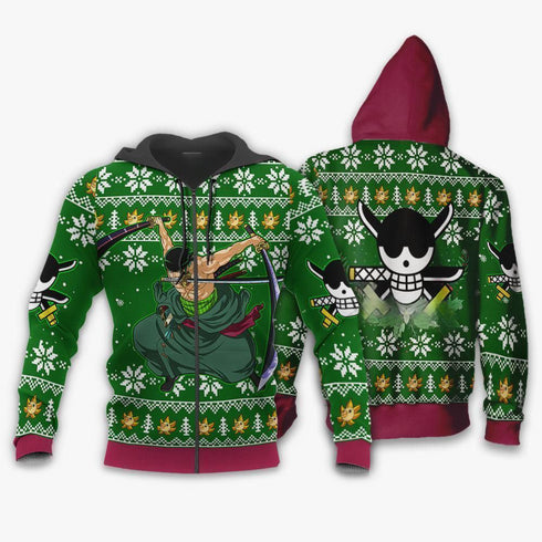 DivesArt - Zoro Ugly Jultröja och Hoodie One Piece Anime Xmas