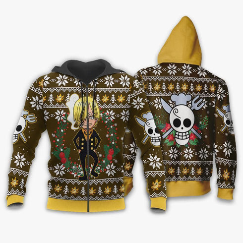 Divesart - Sanji Ugly Christmas Sweater and Hoodie One Piece Anime Xmas