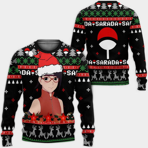 Divesart - Sarada Uchiha Weihnachtspullover und Hoodie Custom Boruto Anime Weihnachtsgeschenke