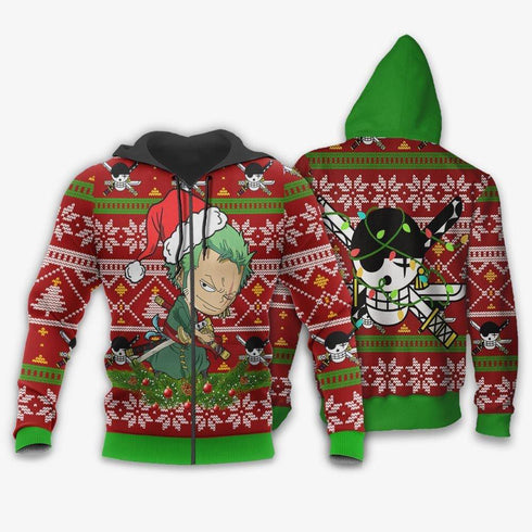 DivesArt - Zoro Ugly Jultröja och Hoodie Custom One Piece Anime Xmas Presenter