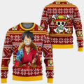 Divesart - Rufy Ugly Christmas maglione e felpa con cappuccio Custom Wano One Piece Anime Xmas Gifts