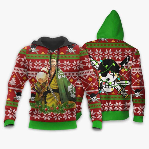 Divesart - Zoro Ugly Christmas Sweater en Hoodie Custom Wano One Piece Anime Xmas Gifts