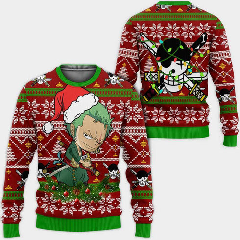 DivesArt - Zoro Ugly Jultröja och Hoodie Custom One Piece Anime Xmas Presenter