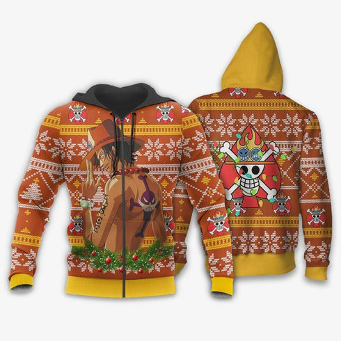 DivesArt - Portgas Ace Ugly Jultröja och Hoodie Custom One Piece Anime Xmas Presenter