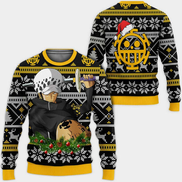 DivesArt - Trafalgar Law Ugly Christmas Sweater och Hoodie Custom One Piece Anime Xmas Presenter