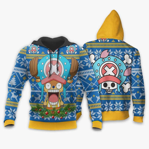 DivesArt - Chopper Ugly Christmas Sweater och Hoodie Custom One Piece Anime Xmas Presenter