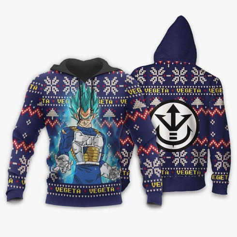 DivesArt - Vegeta Blue Christmas Sweater Custom Anime Dragon Ball Xmas Presenter