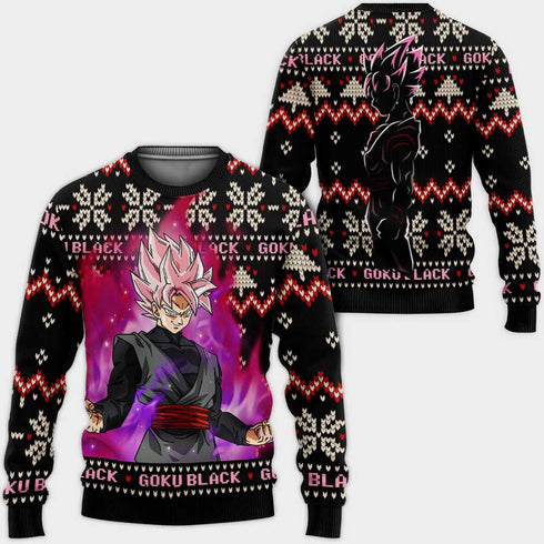 Divesart - Goku Black Rose Weihnachtspullover Custom Anime Dragon Ball Weihnachtsgeschenke