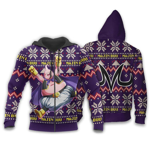 Divesart - Majin Buu Fat Ugly Christmas Sweater and Hoodie Custom Anime DB Xmas Gifts