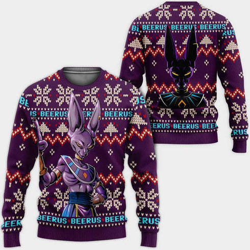 Divesart - Beerus Weihnachtspullover und Hoodie Custom Anime Dragon Ball Weihnachtsgeschenke