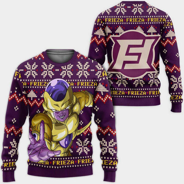 Divesart - Golden Frieza Ugly Christmas pusero ja huppari Custom Anime Dragon Ball -joululahjat