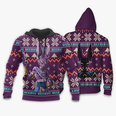 Divesart - Beerus Weihnachtspullover und Hoodie Custom Anime Dragon Ball Weihnachtsgeschenke