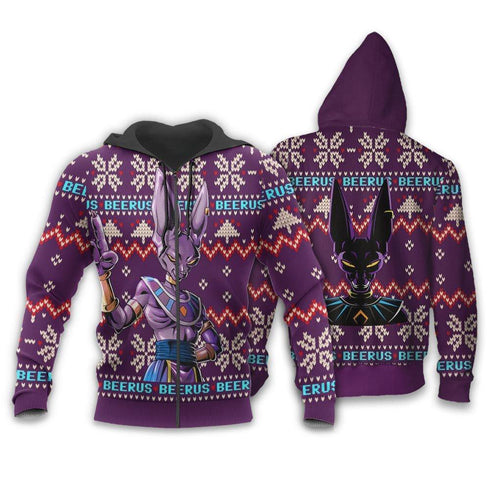 Divesart - Beerus Weihnachtspullover und Hoodie Custom Anime Dragon Ball Weihnachtsgeschenke