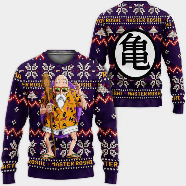 Divesart - Master Roshi Ugly Christmas Sweater y Hoodie Custom Anime Dragon Ball Xmas Gifts
