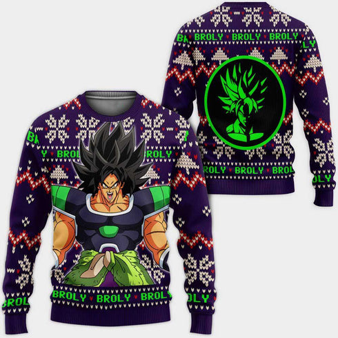 Divesart - Broly Ugly Christmas Sweater y Hoodie Custom Anime Dragon Ball Xmas Gifts