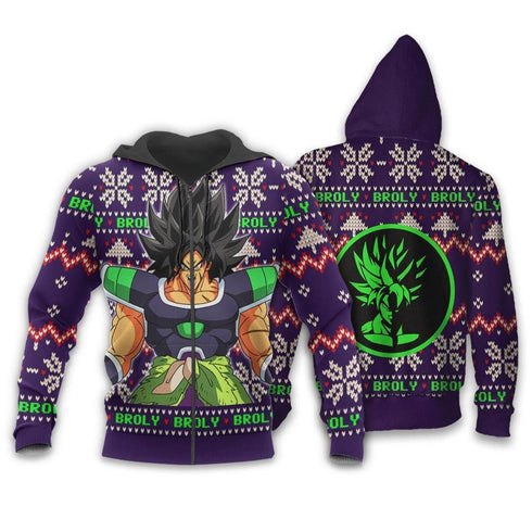 Divesart - Broly Ugly Christmas Sweater y Hoodie Custom Anime Dragon Ball Xmas Gifts