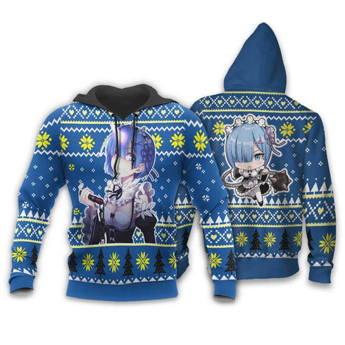 Divesart - Re Zero Rem Weihnachtspullover und Hoodie Custom Anime Weihnachten Geschenke