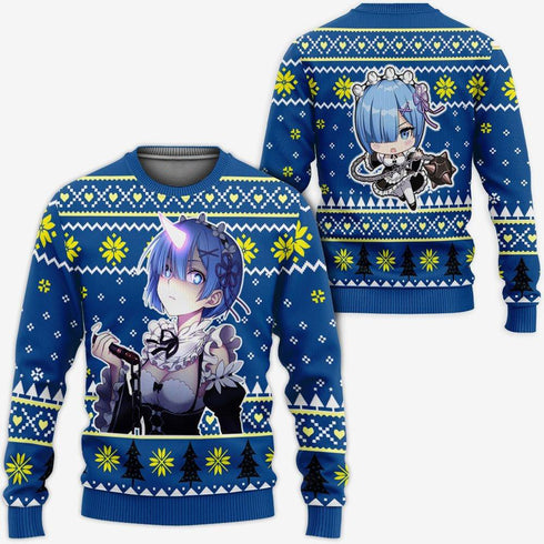 Divesart - Re Zero Rem Weihnachtspullover und Hoodie Custom Anime Weihnachten Geschenke