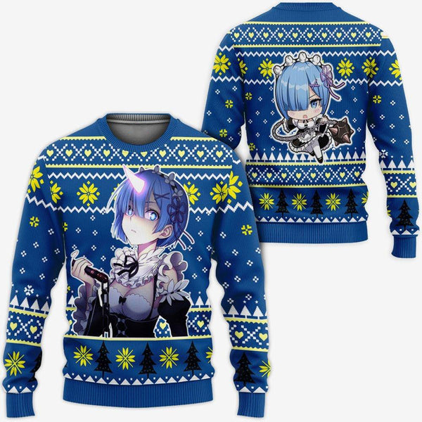 Divesart - Re Zero Rem Weihnachtspullover und Hoodie Custom Anime Weihnachten Geschenke