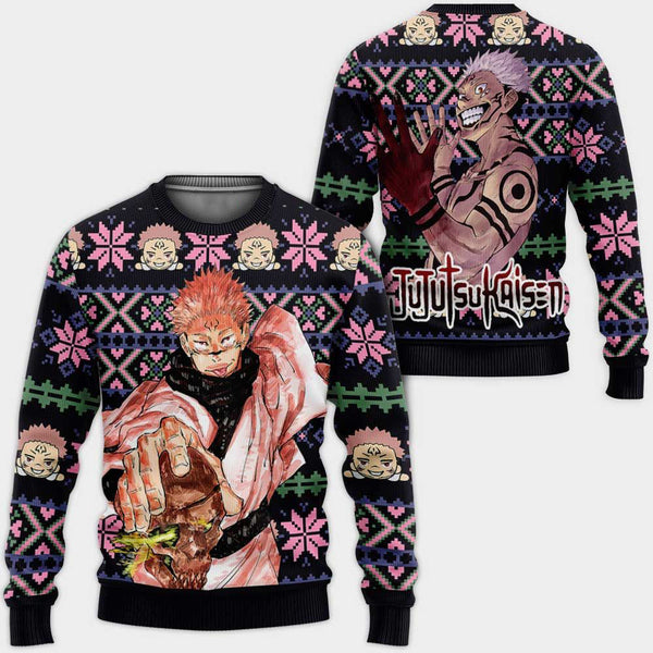 Divesart - Ryomen Sukuna Weihnachtspullover und Hoodie Custom Anime Jujutsu Kaisen Weihnachtsgeschenke