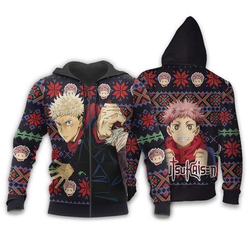 Divesart - Yuji Itadori Ugly Christmas pusero ja huppari Custom Anime Jujutsu Kaisen joululahjat