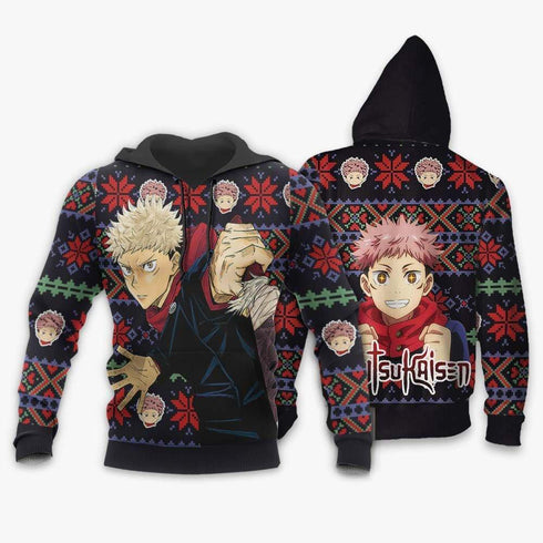 Divesart - Yuji Itadori Ugly Christmas pusero ja huppari Custom Anime Jujutsu Kaisen joululahjat