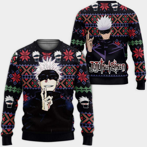 Divesart - Satoru Gojo Ugly Christmas Sweater y Hoodie Custom Anime Jujutsu Kaisen Regalos de Navidad