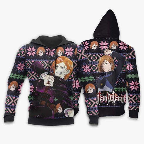 Divesart - Nobara Kugisaki Ugly Christmas Sweater en Hoodie Custom Anime Jujutsu Kaisen Xmas Gifts