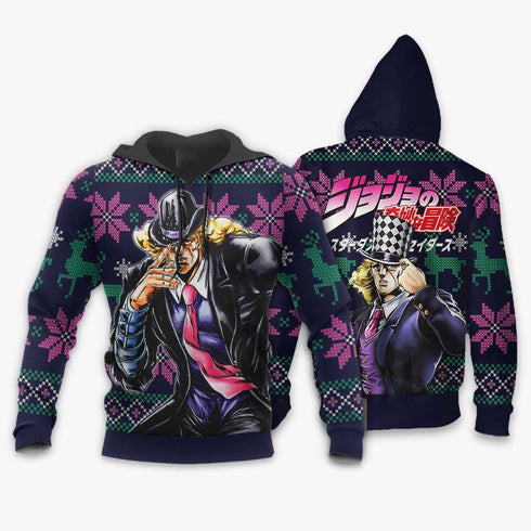 Divesart - Robert Speedwagon Ugly Christmas Sweater en Hoodie Custom Anime Jojo's Bizzare Adventure Xmas Gifts