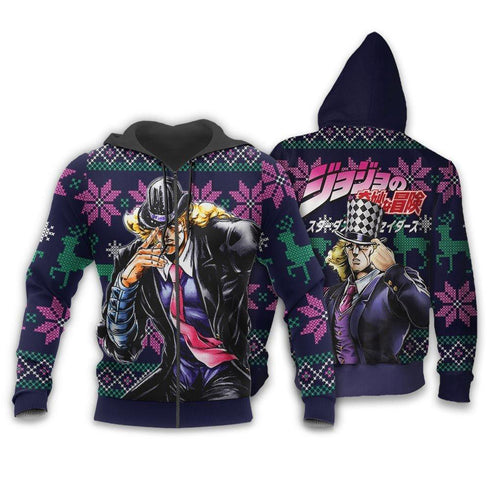 Divesart - Robert Speedwagon Ugly Christmas Sweater en Hoodie Custom Anime Jojo's Bizzare Adventure Xmas Gifts