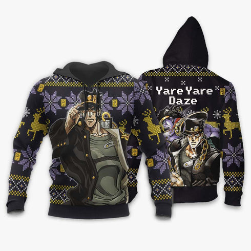 Divesart - Jotaro Kujo Weihnachtspullover und Hoodie Yare Yare Daze Custom Jojos Anime Weihnachtsgeschenke