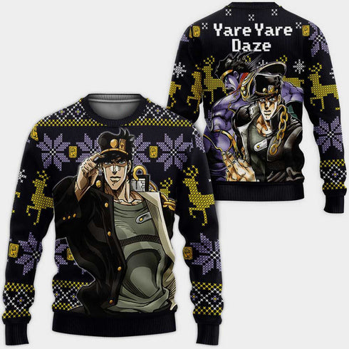 Divesart - Jotaro Kujo Weihnachtspullover und Hoodie Yare Yare Daze Custom Jojos Anime Weihnachtsgeschenke