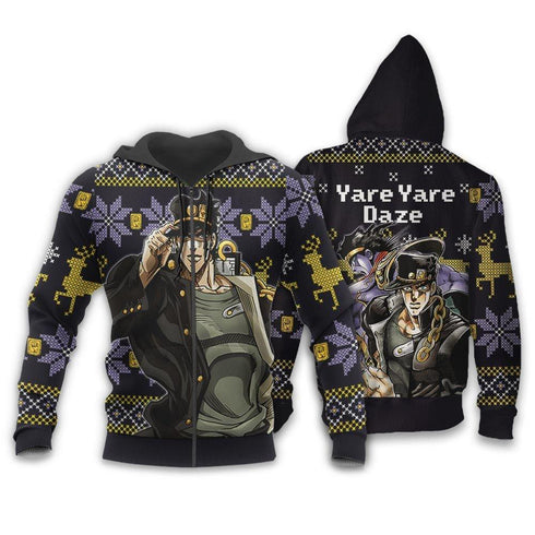Divesart - Jotaro Kujo Weihnachtspullover und Hoodie Yare Yare Daze Custom Jojos Anime Weihnachtsgeschenke