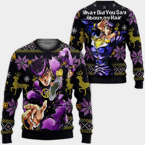 Divesart - Josuke Higashikata Ugly Christmas pusero ja huppari Custom Anime Jojo's Bizzare Adventure -joululahjat