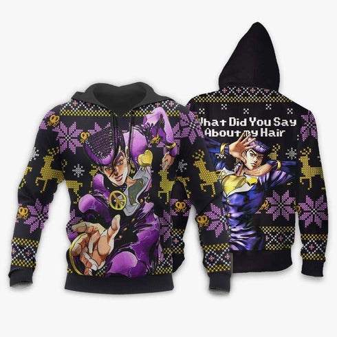 Divesart - Josuke Higashikata brutto Natale maglione e felpa con cappuccio Bizzare Adventure di Natale regali di Jojo personalizzato Anime