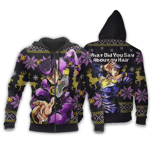 Divesart - Josuke Higashikata brutto Natale maglione e felpa con cappuccio Bizzare Adventure di Natale regali di Jojo personalizzato Anime