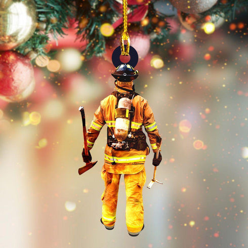 giftngon - Personalized Firefighter Christmas Ornament | Custom Shaped Ornament New V1
