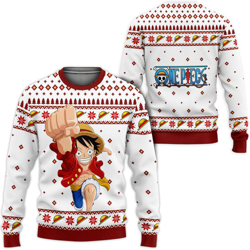 Divesart - lustiger luffy Weihnachtspullover und Hoodie Custom One Piece Anime Weihnachtsgeschenke